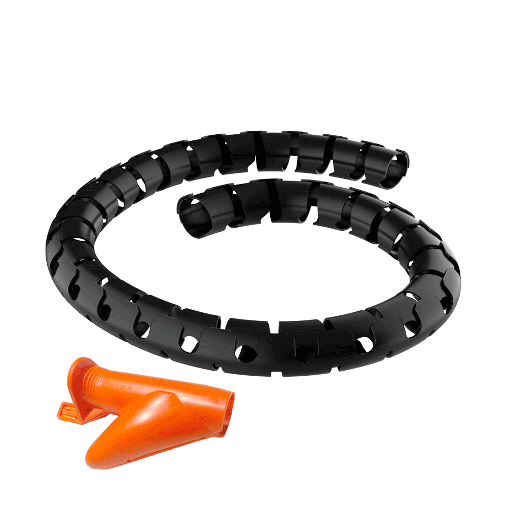 <p>Notre <b>gaine EBA</b> est conçue pour le <b>regroupement et la protection des câbles</b> dans des installations électriques et mécaniques, <b>fixes</b> ou avec <b>mouvements continus</b>. Sa conception flexible permet de la <b>plier dans toutes les directions</b>, <b>d’extraire les câbles à tout point</b> et de la <b>réutiliser facilement</b>.</p>

<p>· <b>Matériau :</b> <b>Polypropylène</b><br>
· <b>Couleurs disponibles :</b> Noir, blanc, gris clair, argent et orange<br>
· <b>Température d’utilisation :</b> -30 °C à +85 °C (pics jusqu’à +90 °C)<br>
· <b>Inflammabilité :</b> Auto-extinguible UL94-HB<br>
· <b>Sans halogènes</b></p>

<p>La version <b>orange</b> est spécialement conçue pour les applications du secteur de la <b>mobilité électrique</b>. Haute résistance à la majorité des solvants et agents chimiques. Résiste aux graisses, huiles minérales et essence.</p>

<p>Chaque format comprend un <b>outil spécifique</b> en polypropylène pour faciliter l’introduction des câbles. Pour plus de détails, consultez notre famille <a href='https://www.iscsl.fr/outil-pour-gaine-spirale-eba/mheb/'><b>MHEB</b></a>.</p>

<p><i>Pour les diamètres 15, 20 et 25 mm (sauf orange), longueur de 2 mètres disponible sur demande.</i></p>