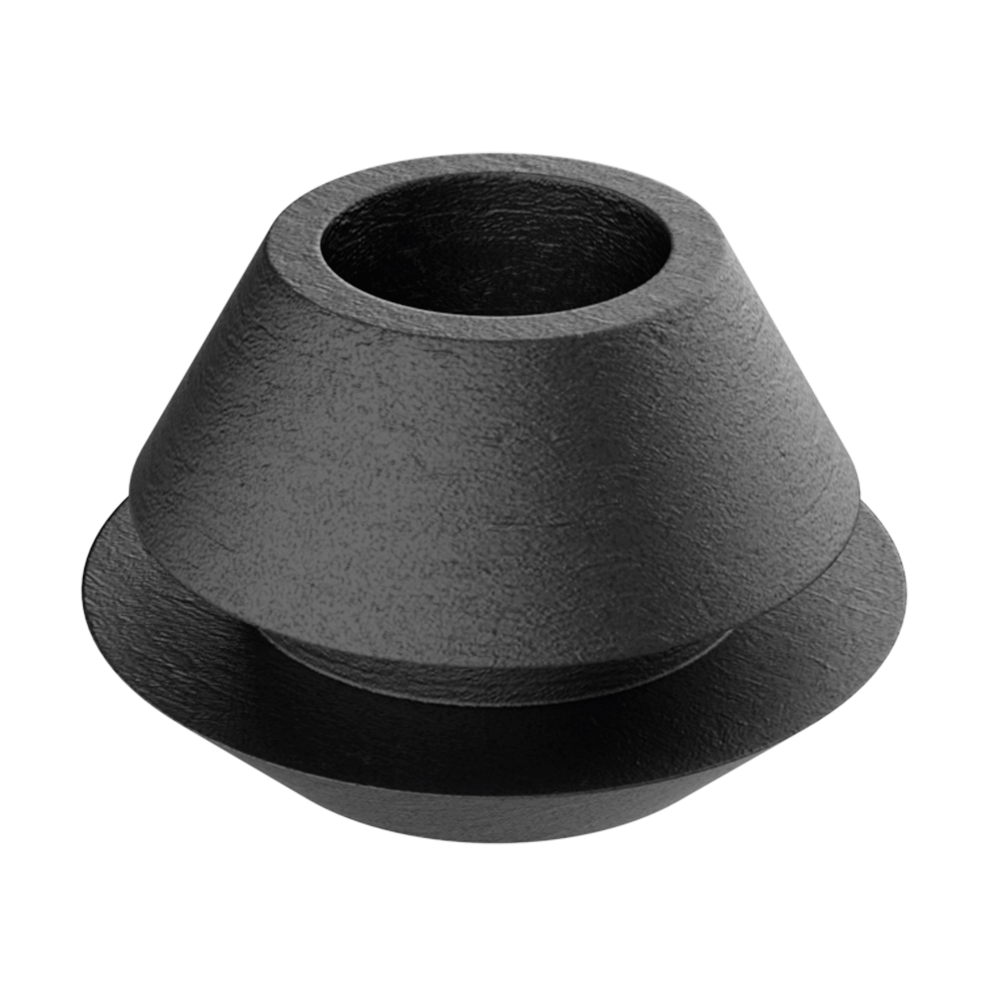 Nos passe-câbles ouverts et coniques HYPAG sont conçus pour protéger efficacement les câbles lors de leur passage à travers des panneaux métalliques, évitant l'usure par frottement. Leur <b>installation est rapide et simple</b>, sans outils spéciaux, ce qui en fait une solution pratique pour de nombreuses applications industrielles et électroniques.<br>
Selon la référence, ils sont fabriqués en différents matériaux :<br><br>
<b>Neoprène</b> : Se distingue par sa bonne résistance thermique et sa flexibilité à basse température. Il offre également une excellente résistance au vieillissement, à l'ozone, à la graisse, à l'essence et aux solvants organiques, ainsi qu'une résistance modérée aux huiles. Sa flexibilité supérieure et ses bonnes propriétés électriques le rendent idéal pour les environnements exigeants. Plage de température d'utilisation : <b>-30 °C à +90 °C</b>. <br><br>
<b>PVC</b> : Résistant aux acides et aux huiles minérales. Convient aux environnements industriels standards. Selon la référence, il est ignifuge et auto-extinguible, offrant une sécurité accrue face aux risques thermiques. Plage de température d'utilisation : <b>–25 °C à +60 °C</b>.<br><br>
<b>TPE</b> : Idéal pour les applications à forte exigence thermique (plage : <b>-50 °C à +125 °C</b>). Seule la référence 01012000224 est fabriquée avec ce matériau.<br><br>
<i>La géométrie de chaque référence peut légèrement varier. Pour plus d'informations, consultez notre plan générique ou demandez le plan spécifique de la référence souhaitée.