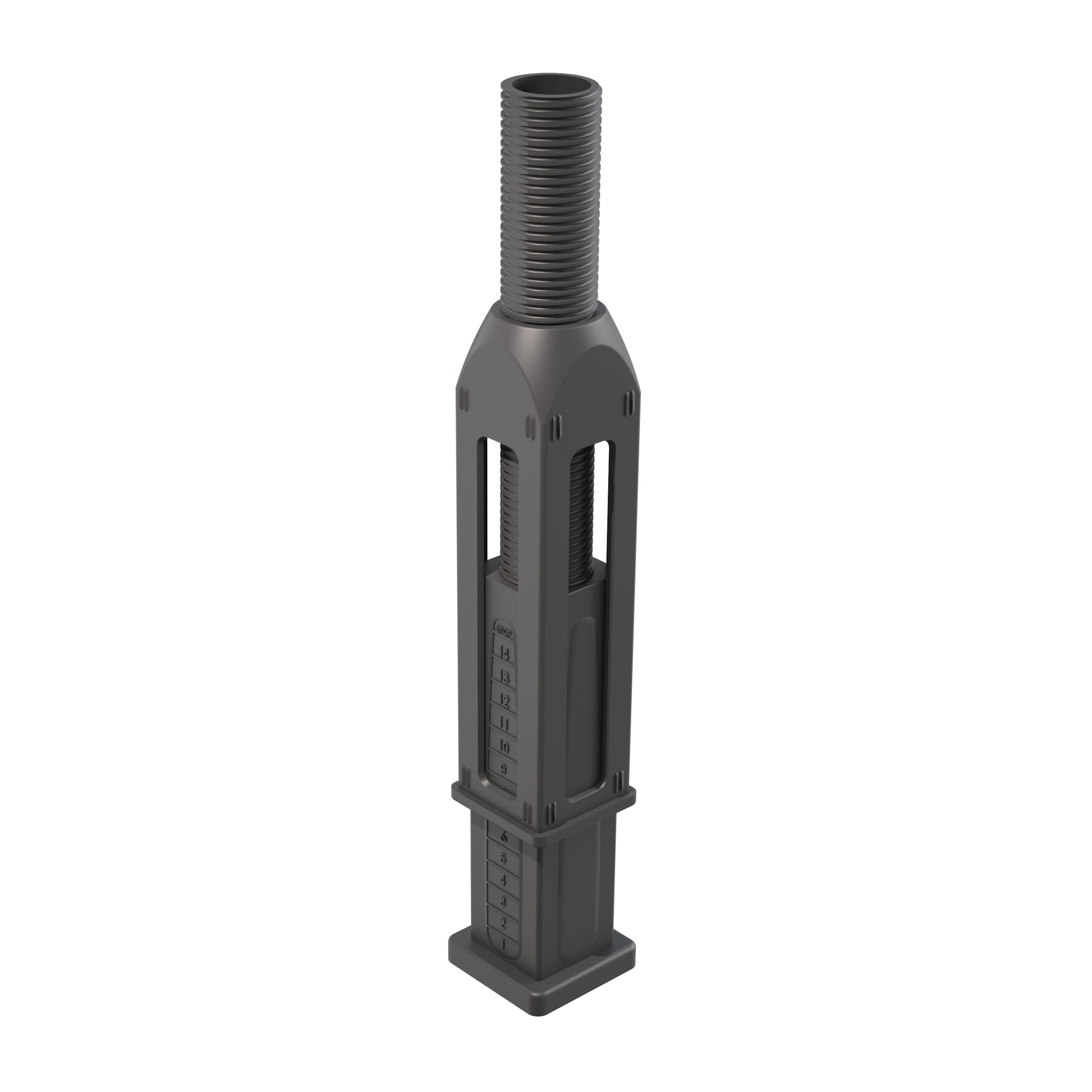 Notre pied réglable pour tube carré LGXY s'insère sous pression et permet de régler facilement et précisément la hauteur de l'élément sur lequel il est installé, sur une table par exemple. Pour ce faire, il suffit de faire pivoter la base carrée et regarder les hauteurs marquées sur le corps de la pièce.<br><br>
Ce niveleur est en ABS, atteint une hauteur maximale de 140 mm et est compatible avec notre butée anti-dérapante / amortisseur LYGG, qui se fixe par pression à l'aide des quatre positionneurs à la base du niveleur.