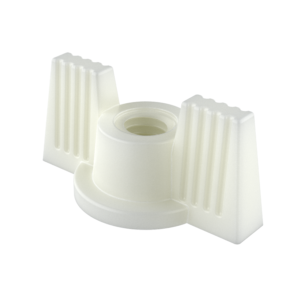 Nos écrous <b>papillon</b> MTMD, filetage métrique sont traversants. Ils sont fabriqués en <b>PA66</b> (Polyamide 66 « Nylon »), matière qui offre une excellente résistance aux produits chimiques (voir fiche technique), une rigidité diélectrique élevée. Ils ne s'oxydent pas et évitent les dommages causés par la surtension. <br><br>
Ces écrous à oreilles sont disponibles dans une variante <b>autobloquante</b>.