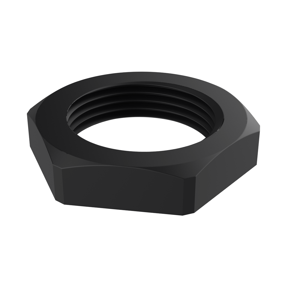 <p>Notre <b>contre-écrou hexagonal en plastique PRTUE</b> (sans collerette) est conçu pour la fixation sécurisée de presse-étoupes et d’accessoires lorsqu’aucun taraudage n’est présent sur le panneau ou l’enveloppe, assurant stabilité mécanique et résistance aux vibrations.</p>

<p>Fabriqué en <b>polyamide renforcé fibre de verre</b>, avec variantes en PA6 ou en polycarbonate selon la série et le type de filetage.</p>

<p>· <b>Filetages :</b> Métrique (EN 60423), PG (DIN 40430/46320), GAS (BSPP – ISO 228-1) et NPT<br>
· <b>Matière :</b> PA renforcé fibre de verre ; variantes en PA6 ou PC (selon série)<br>
· <b>Couleurs :</b> RAL 7035, RAL 7001, RAL 9005 ; options RAL 9010 et RAL 3000 (selon disponibilité)<br>
· <b>Température d’utilisation / inflammabilité :</b> -30°C à +120°C ou -20°C à +90°C ; en PC jusqu’à -40°C à +135°C ; UL94-HB (selon série)</p>