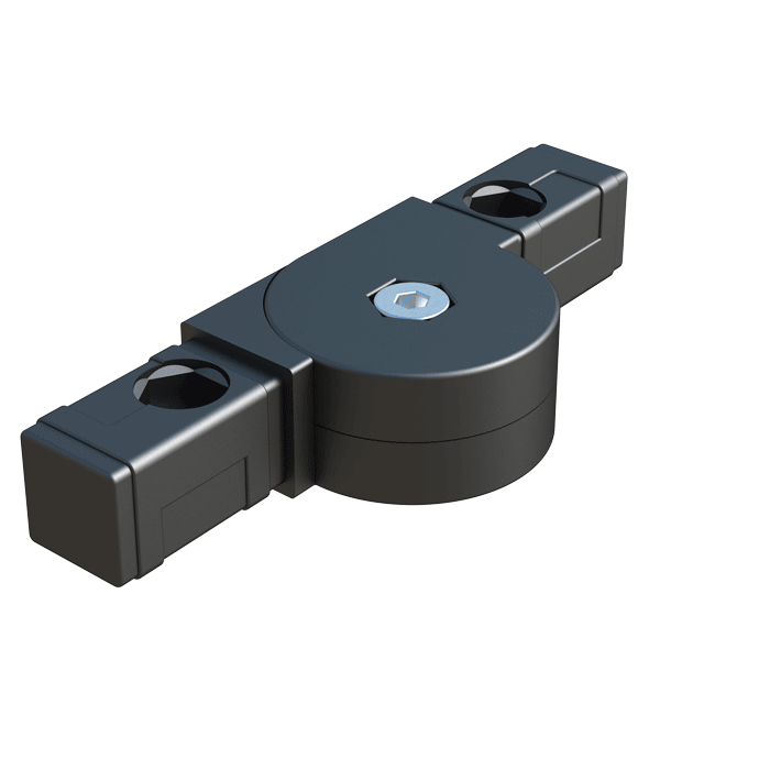 <p>Notre <b>connecteur articulé THCLQ</b> permet l’assemblage de <b>2 tubes carrés</b> dans différentes positions grâce à un système composé de plusieurs éléments conçu pour le réglage angulaire.</p>

<p>Le système d’articulation permet deux plages de réglage continu : de <b>0° à 190°</b> ou de <b>45° à 200°</b>, selon les caractéristiques du système. Le connecteur intègre 2 logements coniques destinés à recevoir des écrous hexagonaux. Pour cela, les profils tubulaires doivent être percés à l’emplacement approprié.</p>

<p>Le système d’articulation offre deux modes de fonctionnement :</p>

<p><b>Type 1</b> : Rotation libre.</p>

<p><b>Type 2</b> : Rotation avec denture intérieure de 15°.</p>

<p>Le corps peut être fabriqué en <b>PA6 (polyamide 6)</b> ou en <b>PA6GF30 (polyamide 6 + 30 % de fibre de verre)</b>, selon la référence. Le renfort en fibre de verre des versions PA6GF30 améliore la rigidité ainsi que la stabilité dimensionnelle et thermique.</p>

<p><i>Si la dimension ou toute autre spécification ne figure pas dans notre programme standard, veuillez contacter notre service commercial.</i></p>

<p><i>*La référence 02300400165 est fournie non assemblée.</i></p>