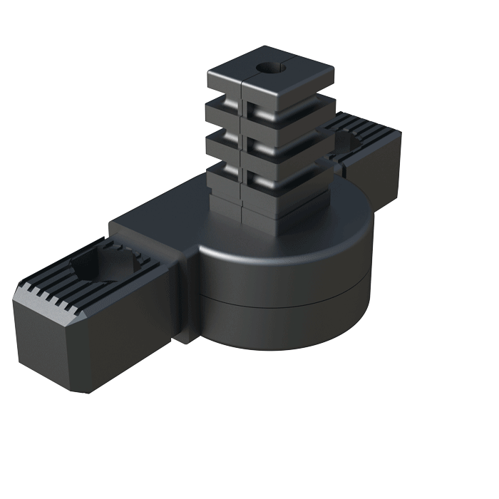 Notre raccord 3 tubes a été crée pour connecter 3 tubes carrés. Il a une articulation pour pouvoir changer son angle de 0º à 190º, ou encore de 45º à 200º, selon la référence.
